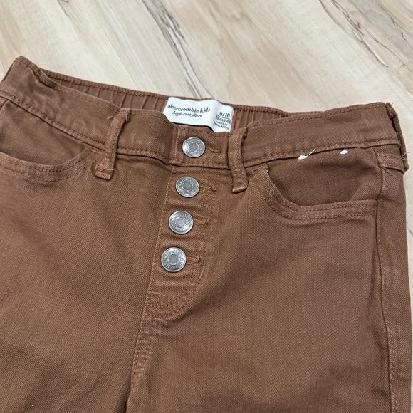 Abercrombie Kids Girls High-Rise Flare Jeans 9/10 Reg Pull-on Brown - Picture 2 of 5